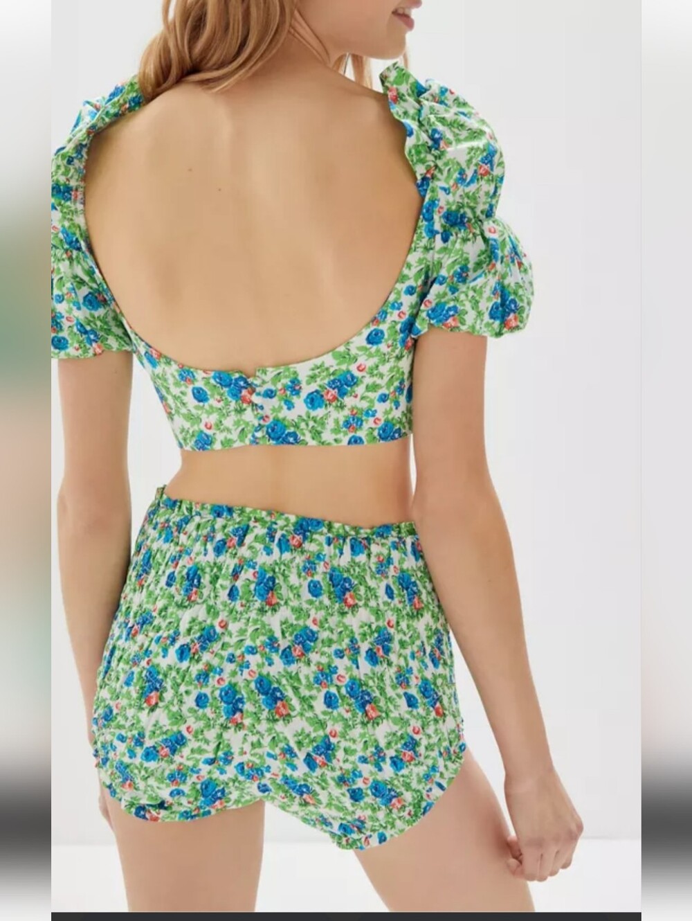House of Sunny Green Floral matching Smocked Short Set size 2 new with tags - Picture 3 of 16
